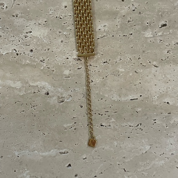 Gold mesh neck choker with rhinestones - Picture 2 of 4